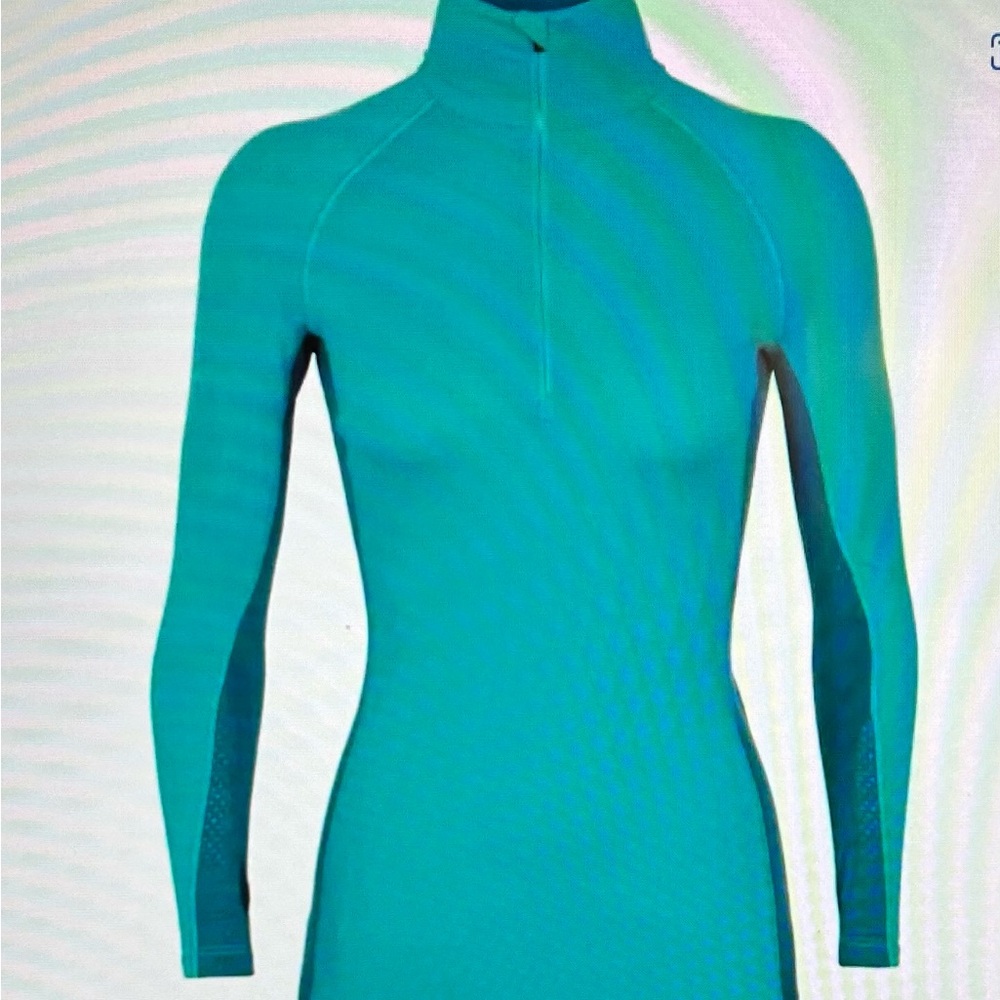 WOMENS “ICEBREAKER” MERINO 200 OASIS LONG SLEEVE HALF ZIP THERMAL TOP NWT!